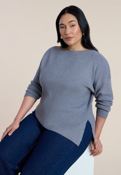 Off The Shoulder Sweater With Side Slit