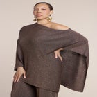 Asym Sheer Shimmer Knit Cape image number null