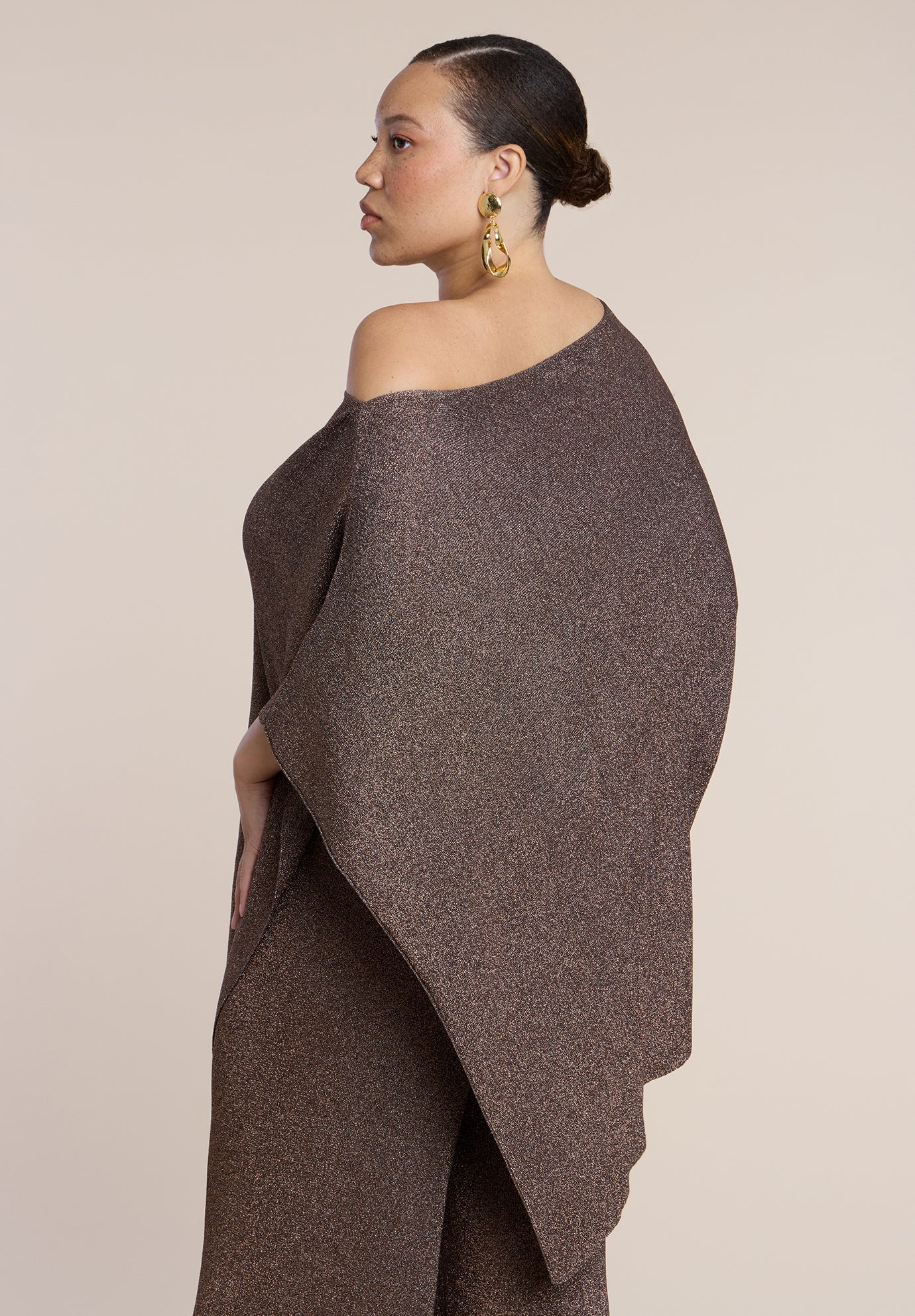 Asym Sheer Shimmer Knit Cape image number 2