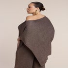Asym Sheer Shimmer Knit Cape image number null