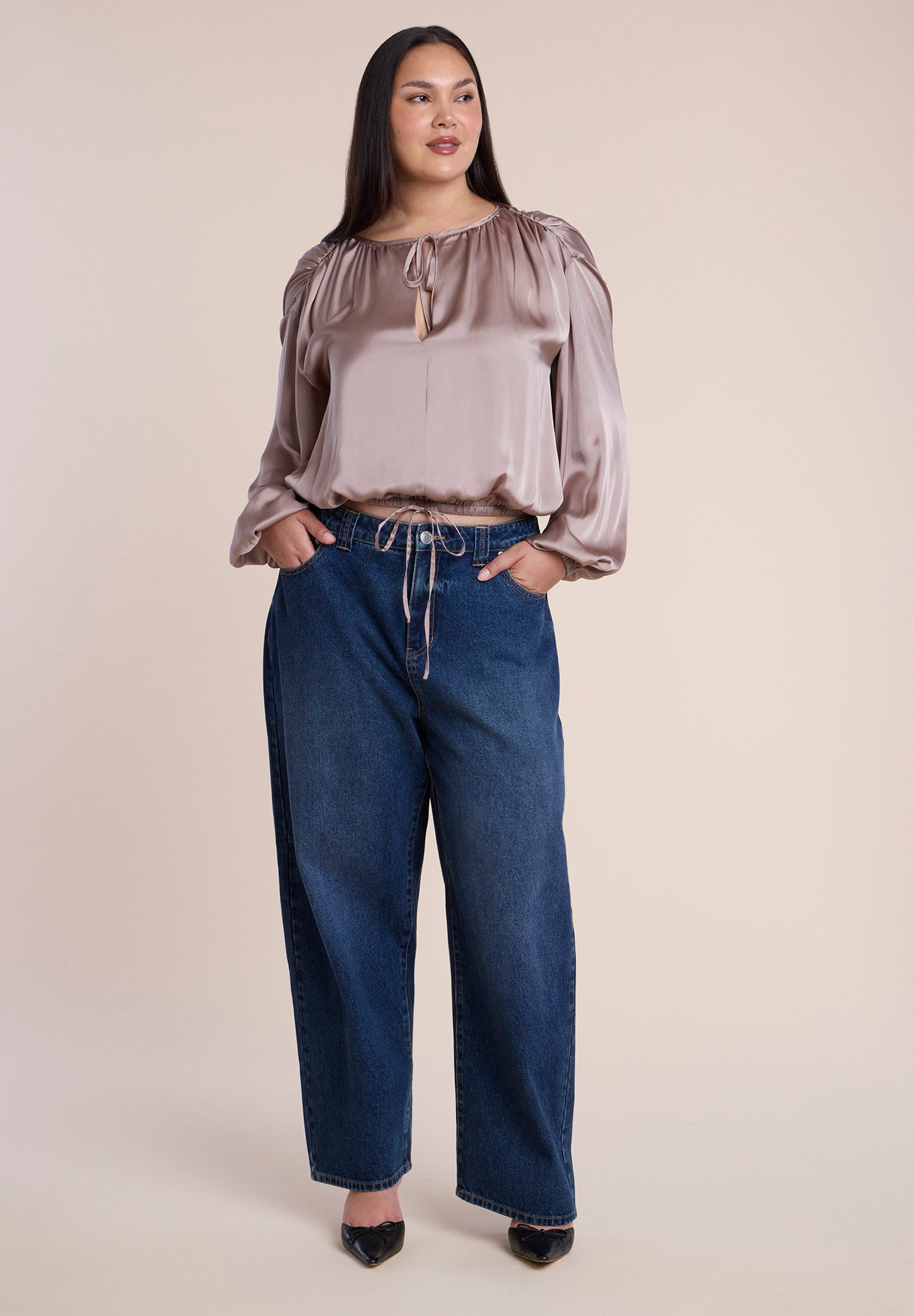 Adjustable Wide-Leg Jeans image number 0