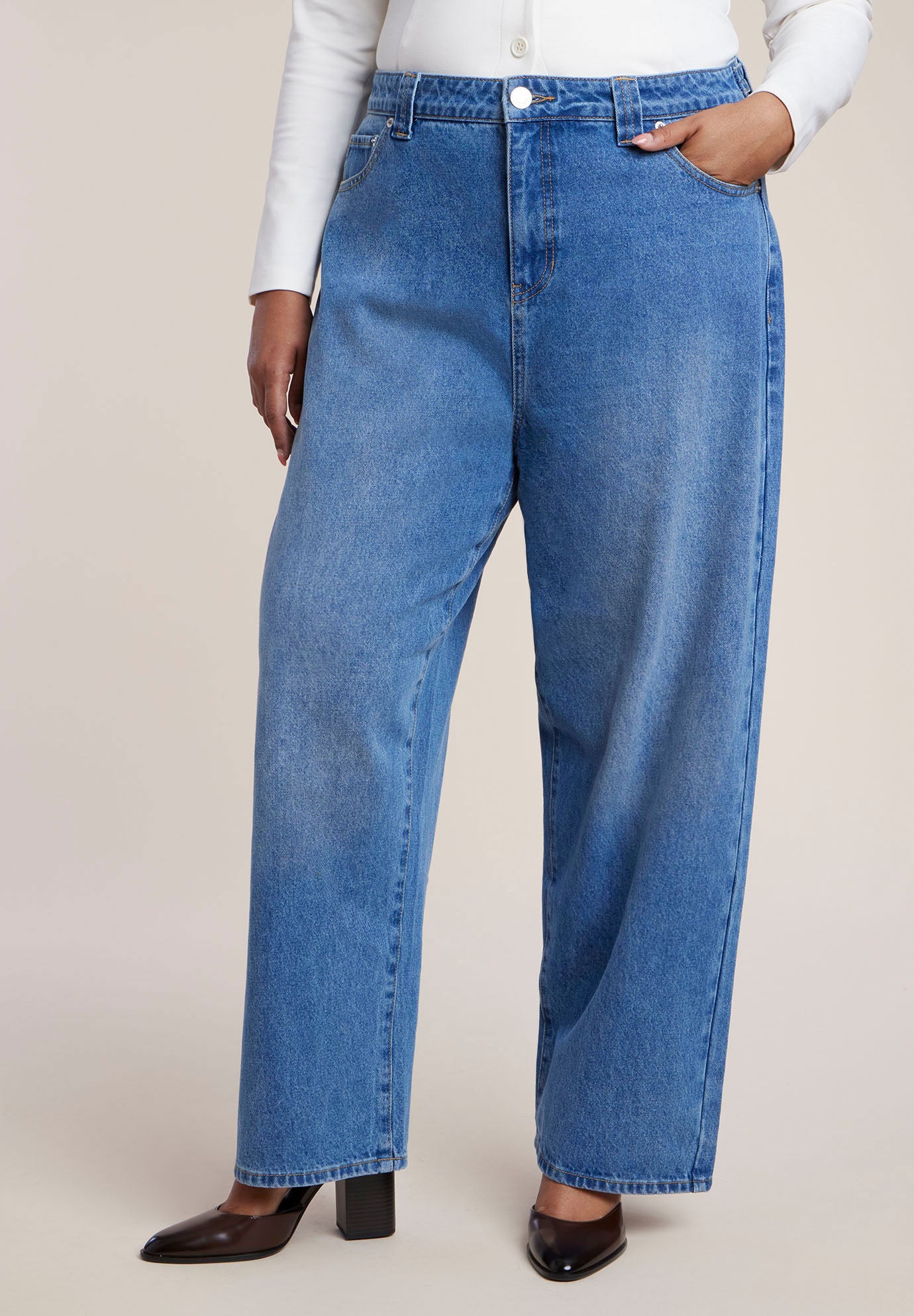 Adjustable Wide-Leg Jeans image number 0