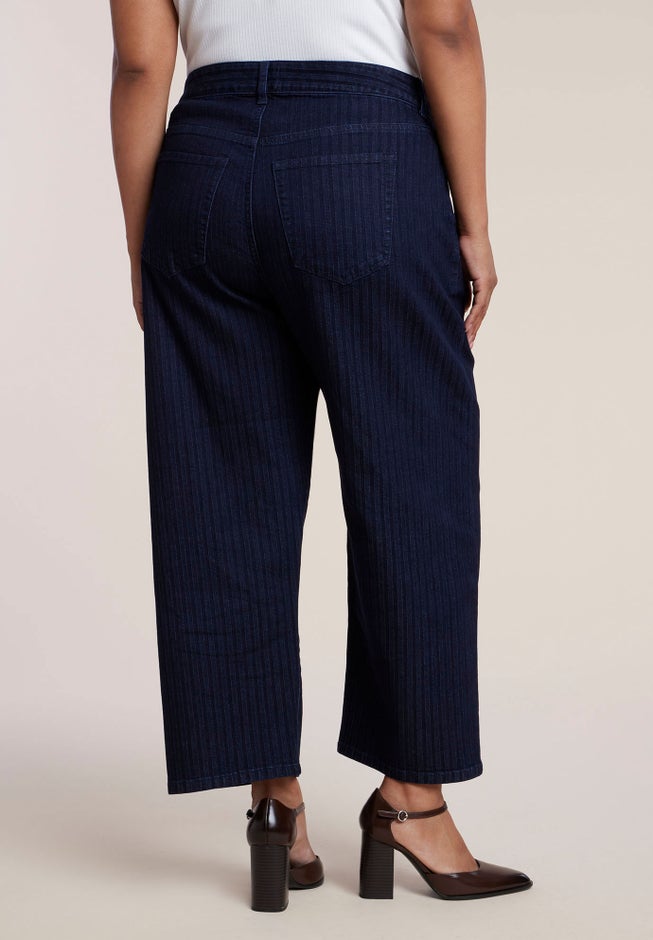 Striped Straight-Leg Ankle Jean image number 2