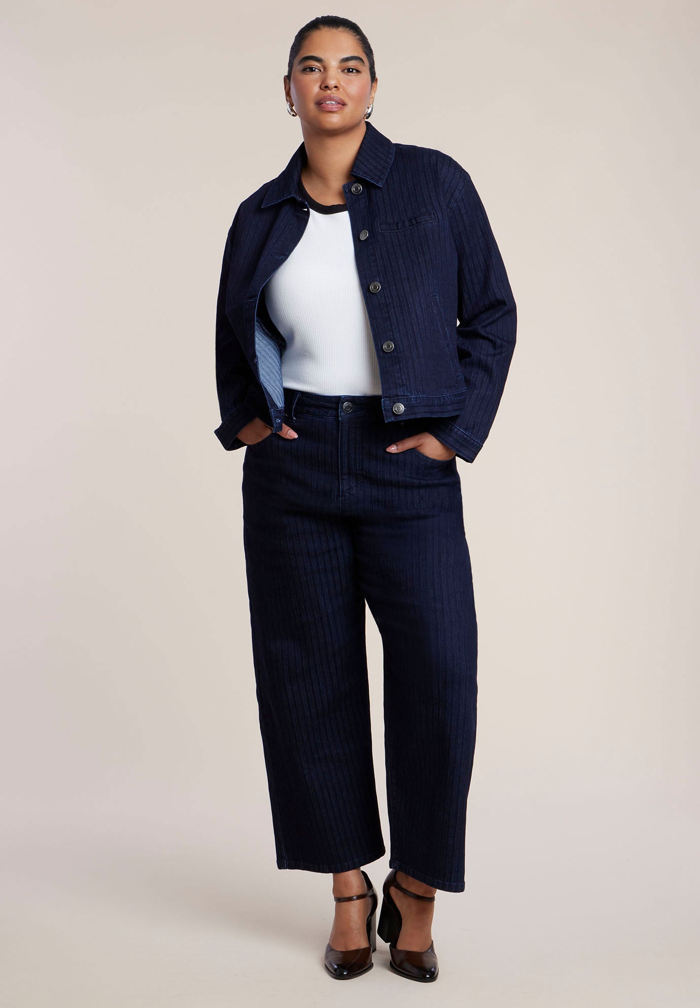 Striped Straight-Leg Ankle Jean image number 0