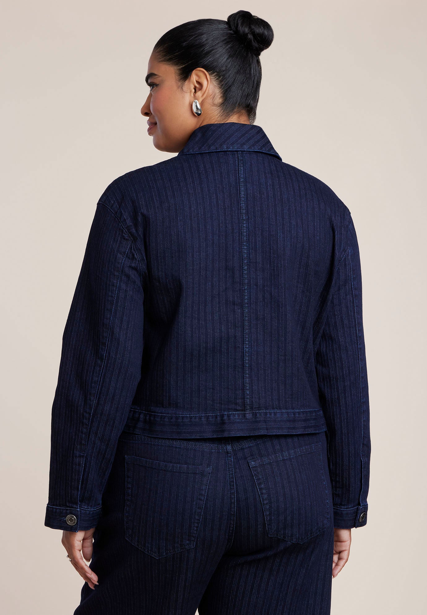 Striped Denim Trucker Jacket image number 1