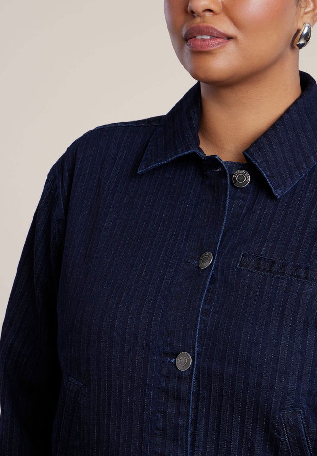 Striped Denim Trucker Jacket image number 2