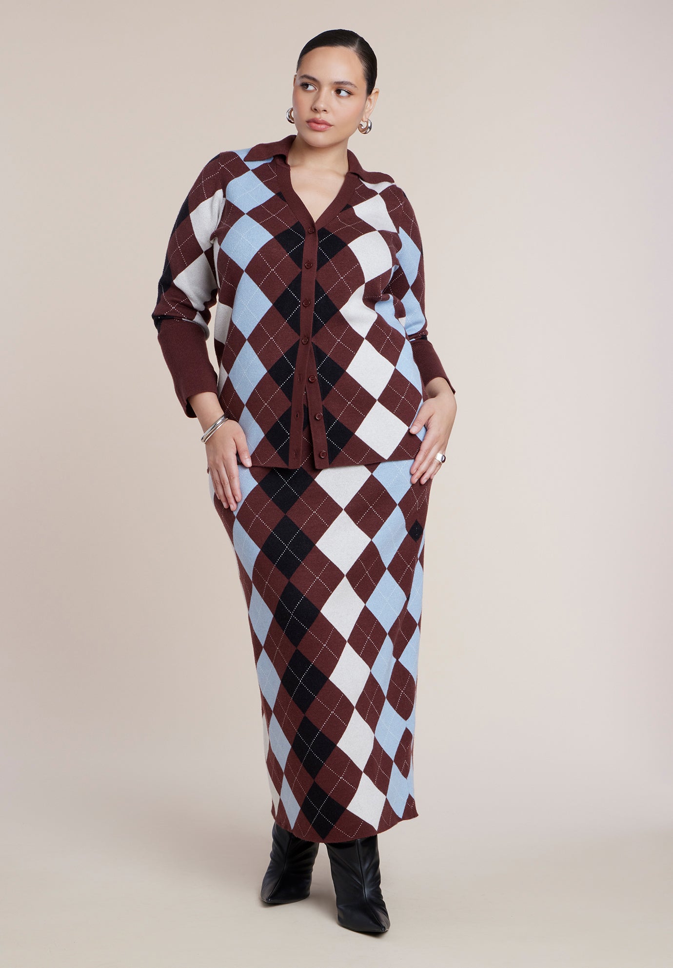 Intarsia Sweater Maxi Skirt image number 1
