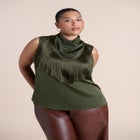Satin Fringed Scarf Top image number 0