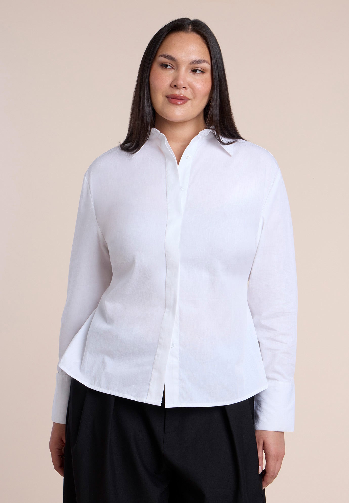 Poplin Lace-Up Button Up Top image number 1