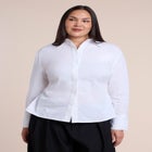 Poplin Lace-Up Button Up Top image number 1