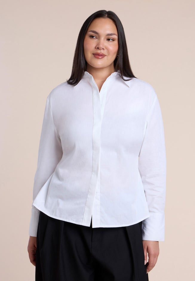 Poplin Lace-Up Button Up Top image number 1