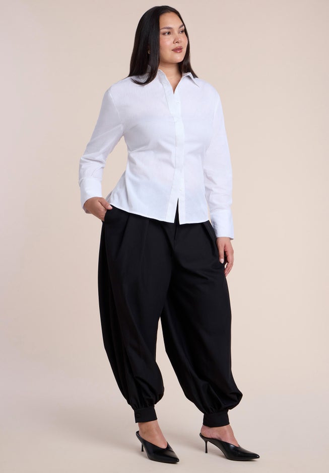 Poplin Lace-Up Button Up Top image number 2