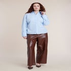 Poplin Lace-Up Button Up Top image number 3