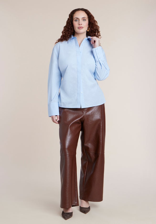 Poplin Lace-Up Button Up Top image number 3