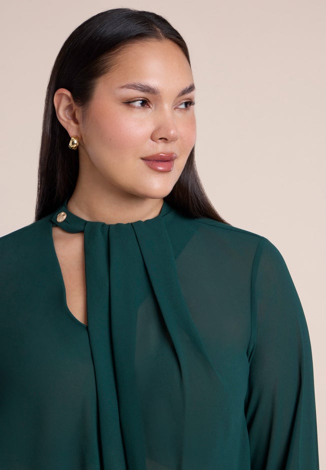 Chiffon Draped Placket Top image number 2