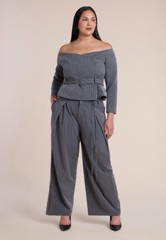 Pleated Wide-Leg Trouser With Long Belt