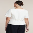Cinched Waist Short Sleeve Blazer image number null