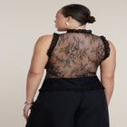 Ruffled Lace Top With Tie Detail image number null