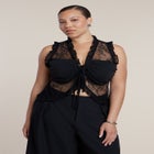Ruffled Lace Top With Tie Detail image number null