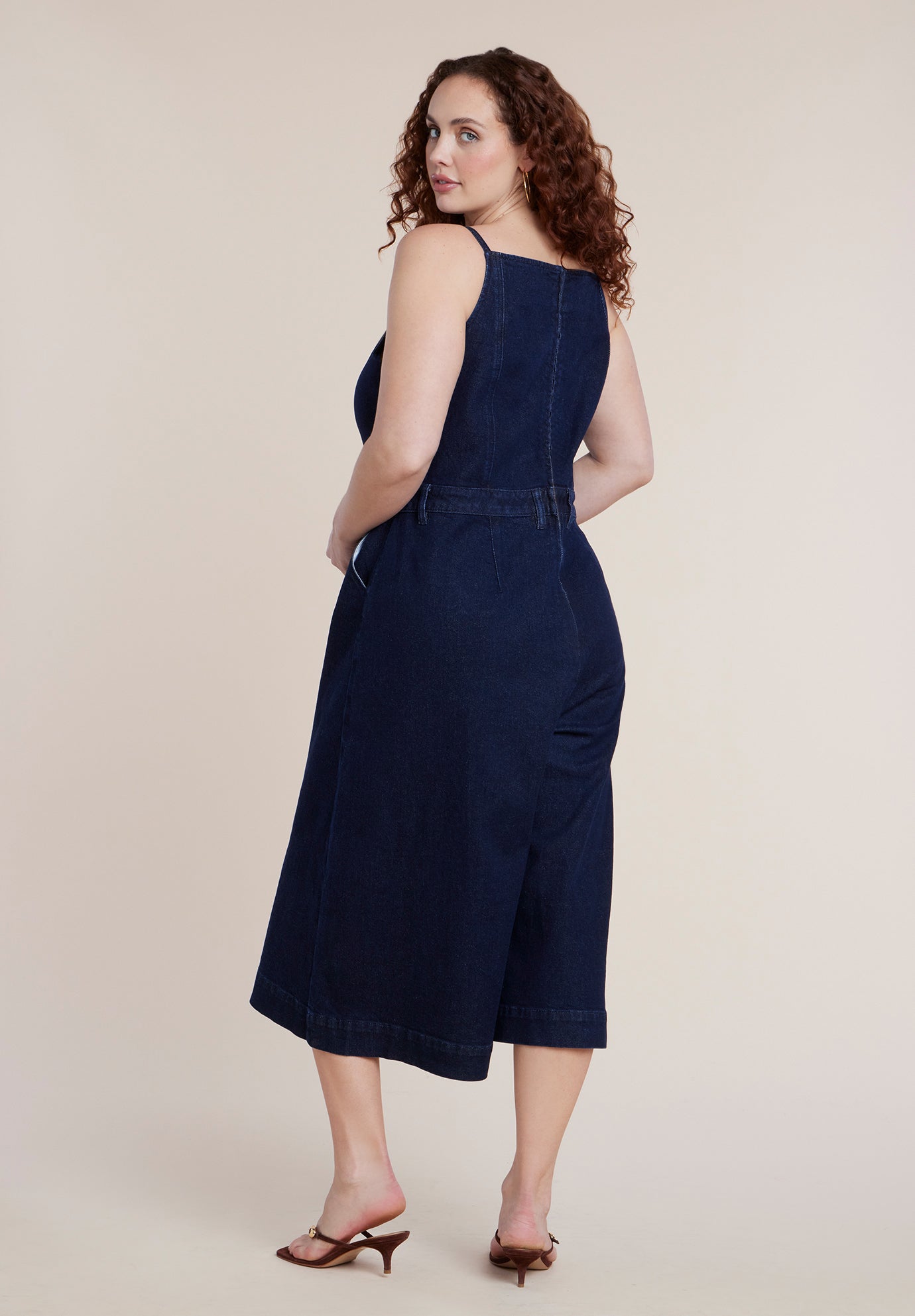 Stretch Denim Culotte Jumpsuit image number 1