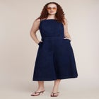 Stretch Denim Culotte Jumpsuit image number 0