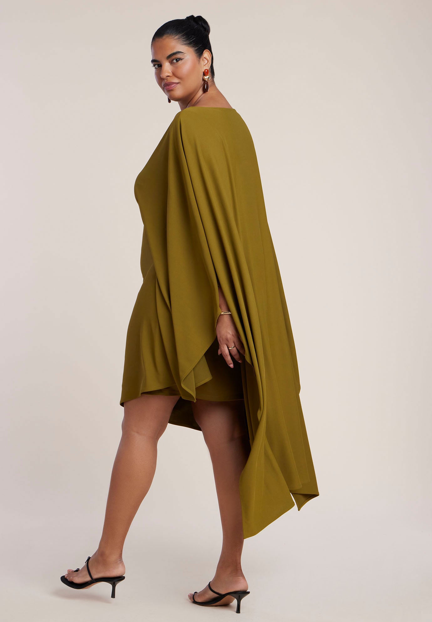Asymmetric Cape Midi Dress image number 1