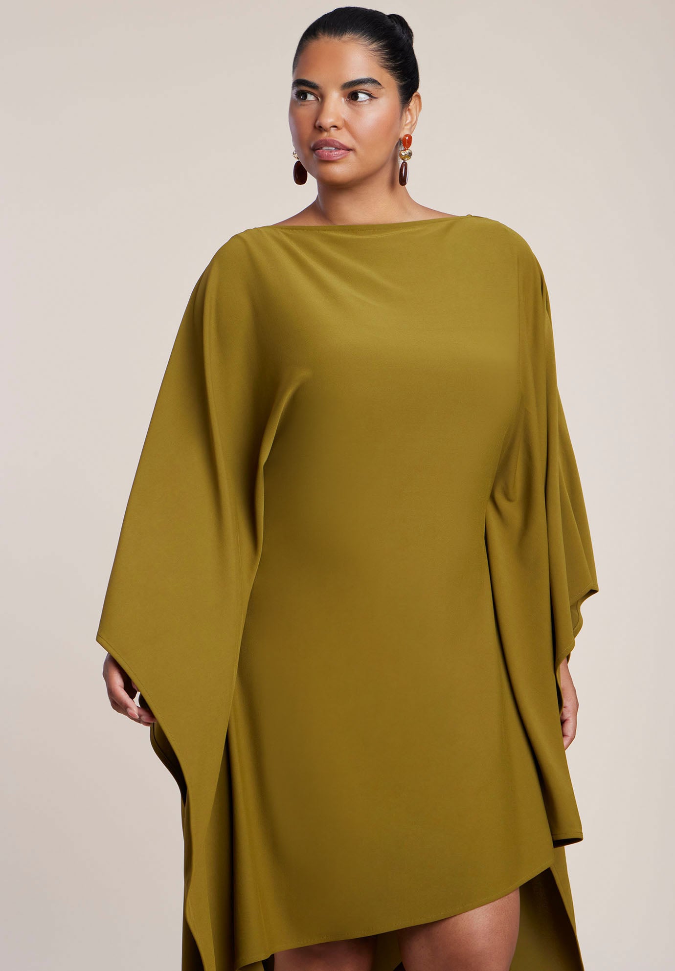 Asymmetric Cape Midi Dress image number 2