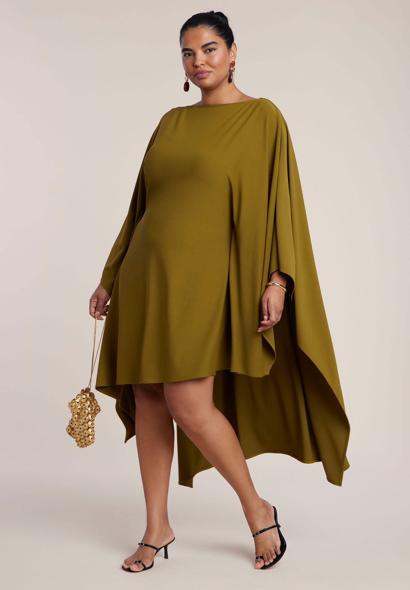 Asymmetric Cape Midi Dress image number 0