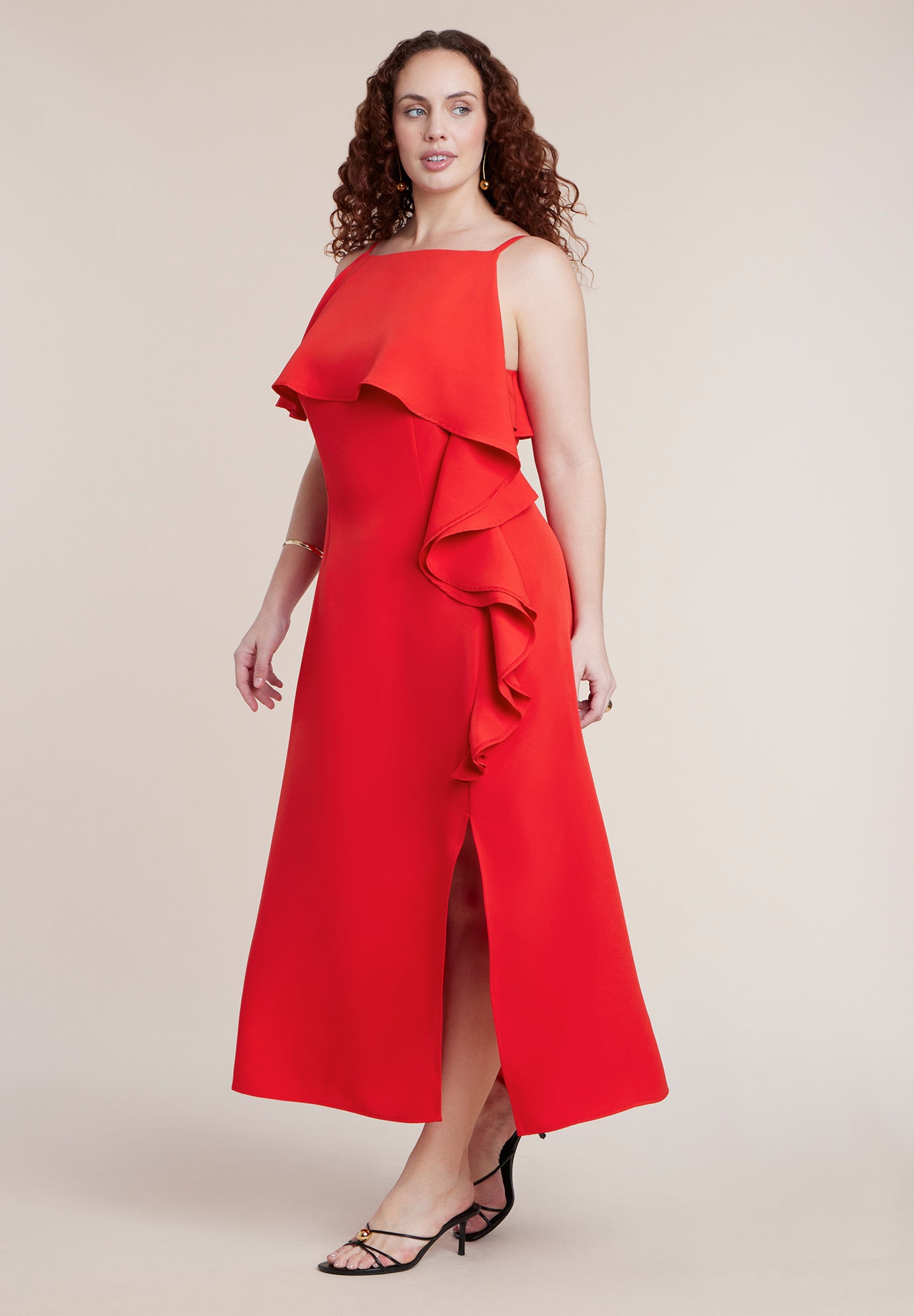 Cascading Ruffle Midi Dress image number 0