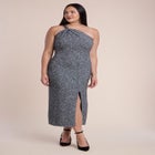 Twisted One-Shoulder Sweater Maxi Dress image number 2