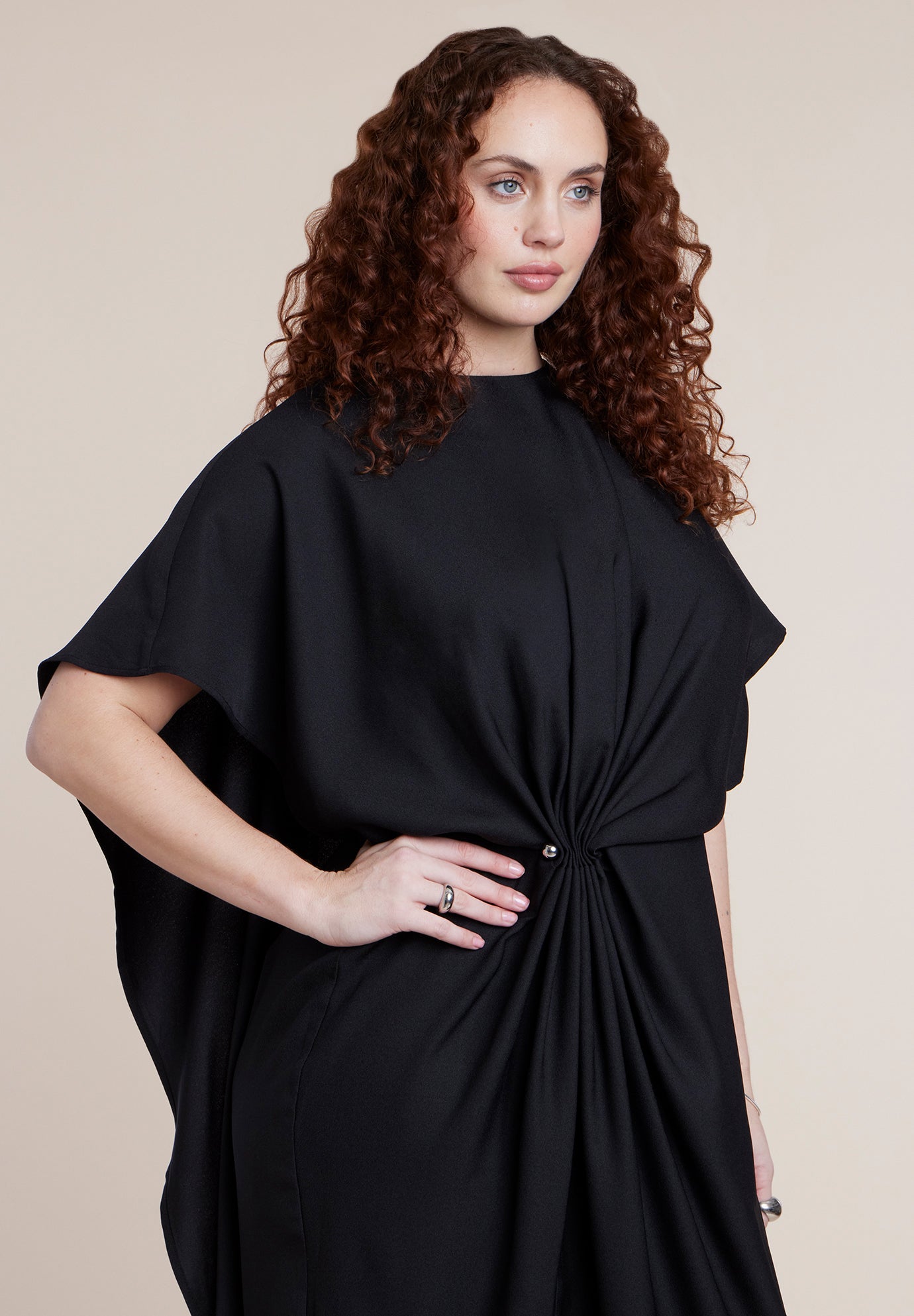 Draped Cape High-Low Maxi Dress image number 3