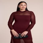 Sheer Panel Sweater Maxi Dress image number 4