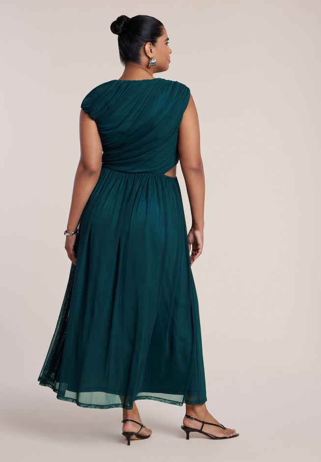 Asymmetric Draped Knit Maxi Dress image number 1