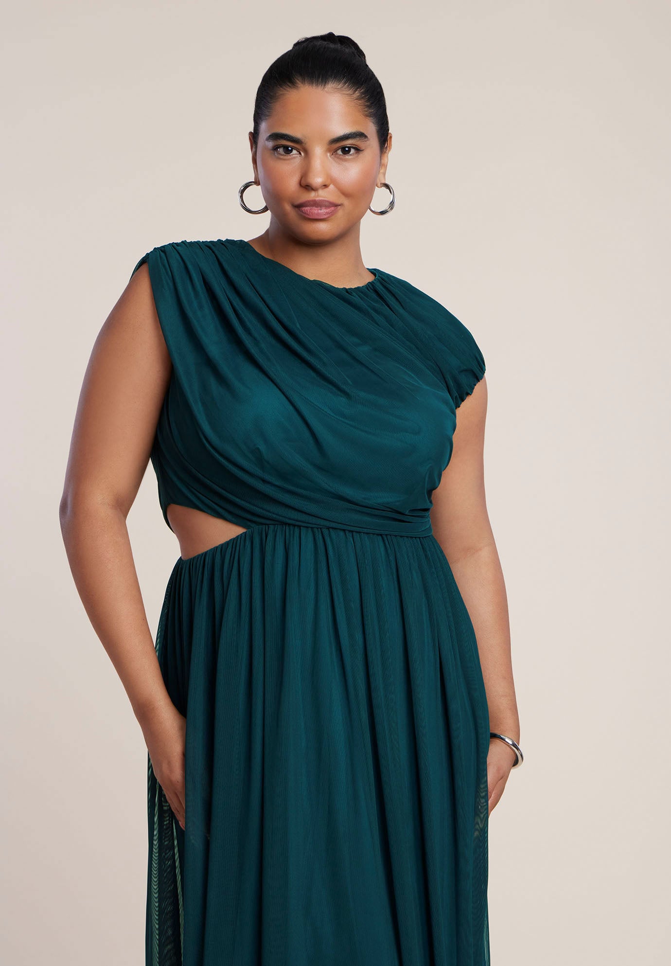 Asymmetric Draped Knit Maxi Dress image number 2