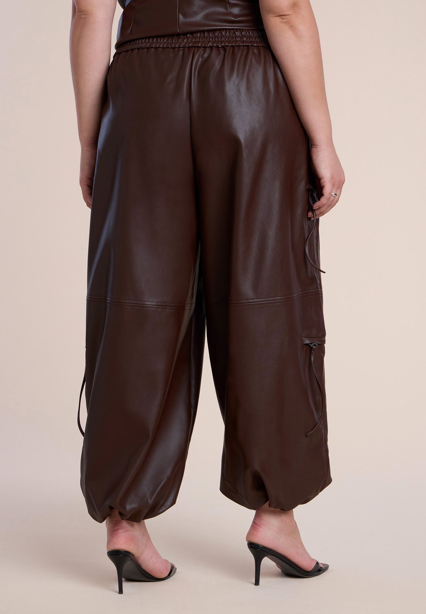 Faux Leather Zipper Detail Jogger Pant image number 3