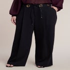 Grommet Detail Trouser with Leather Belt image number 1