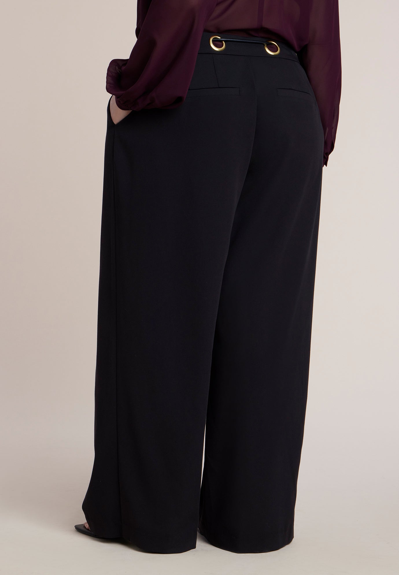 Grommet Detail Trouser with Leather Belt image number 2