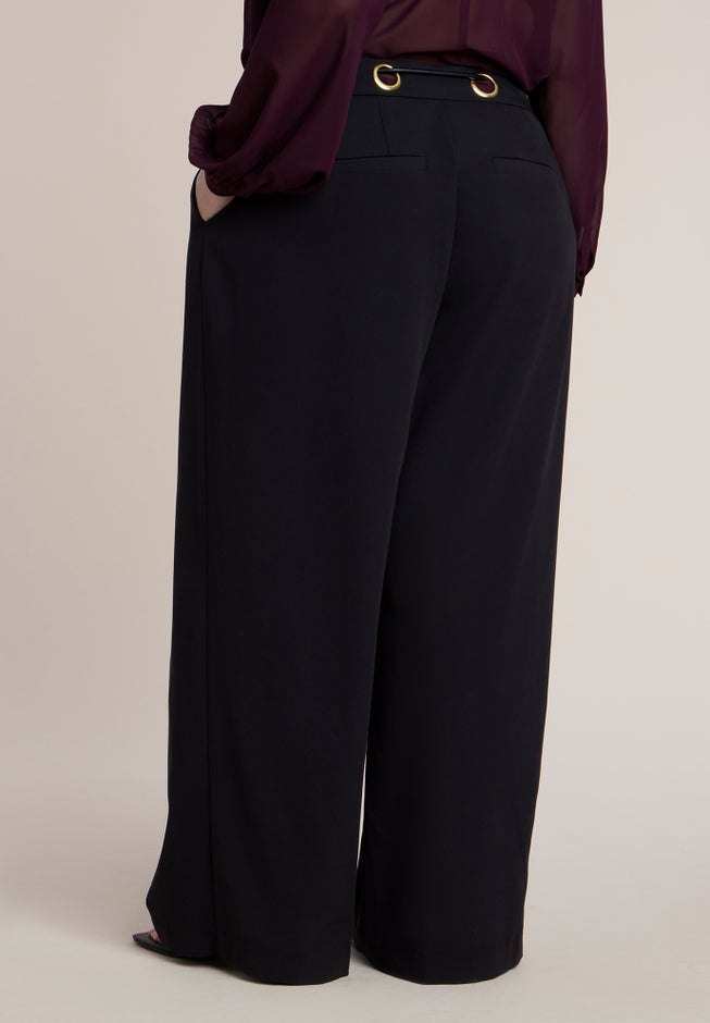 Grommet Detail Trouser with Leather Belt image number 2