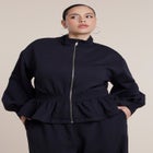 Cinched Zip-Front Peplum Sweatshirt image number 1