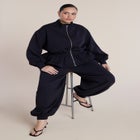 Cinched Zip-Front Peplum Sweatshirt image number 3