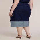 Cuffed Hem Stretch Denim Column Midi Skirt image number 2