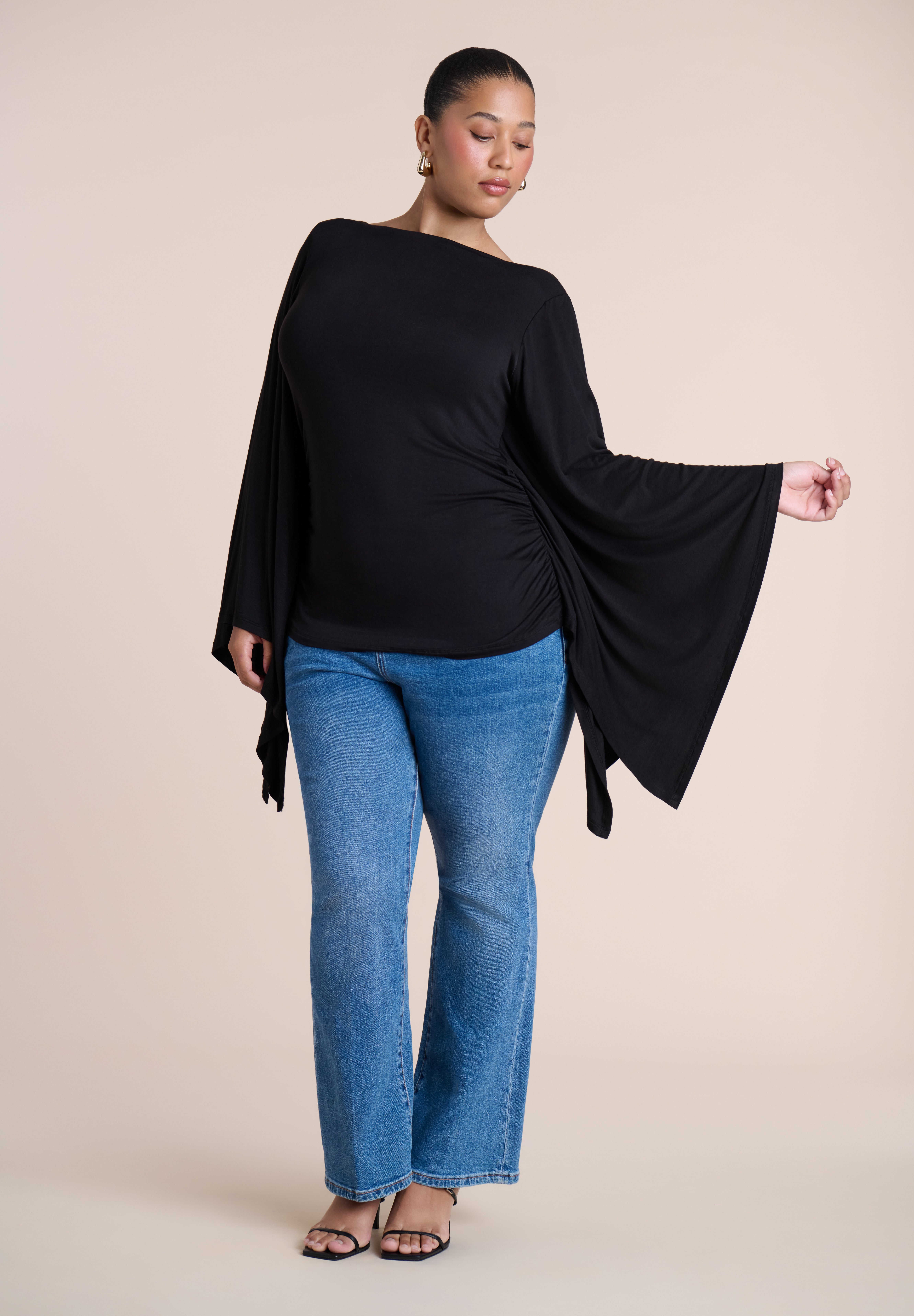 Dramatic Sleeve Shirred Top image number 3