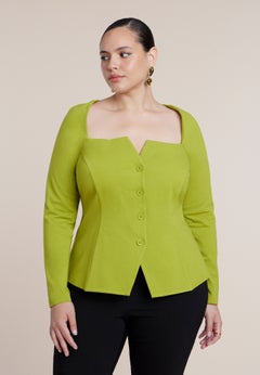 Square Neck Button Front Top