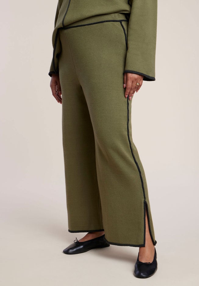 Tipping Detail Side Slit Sweater Pant image number 1