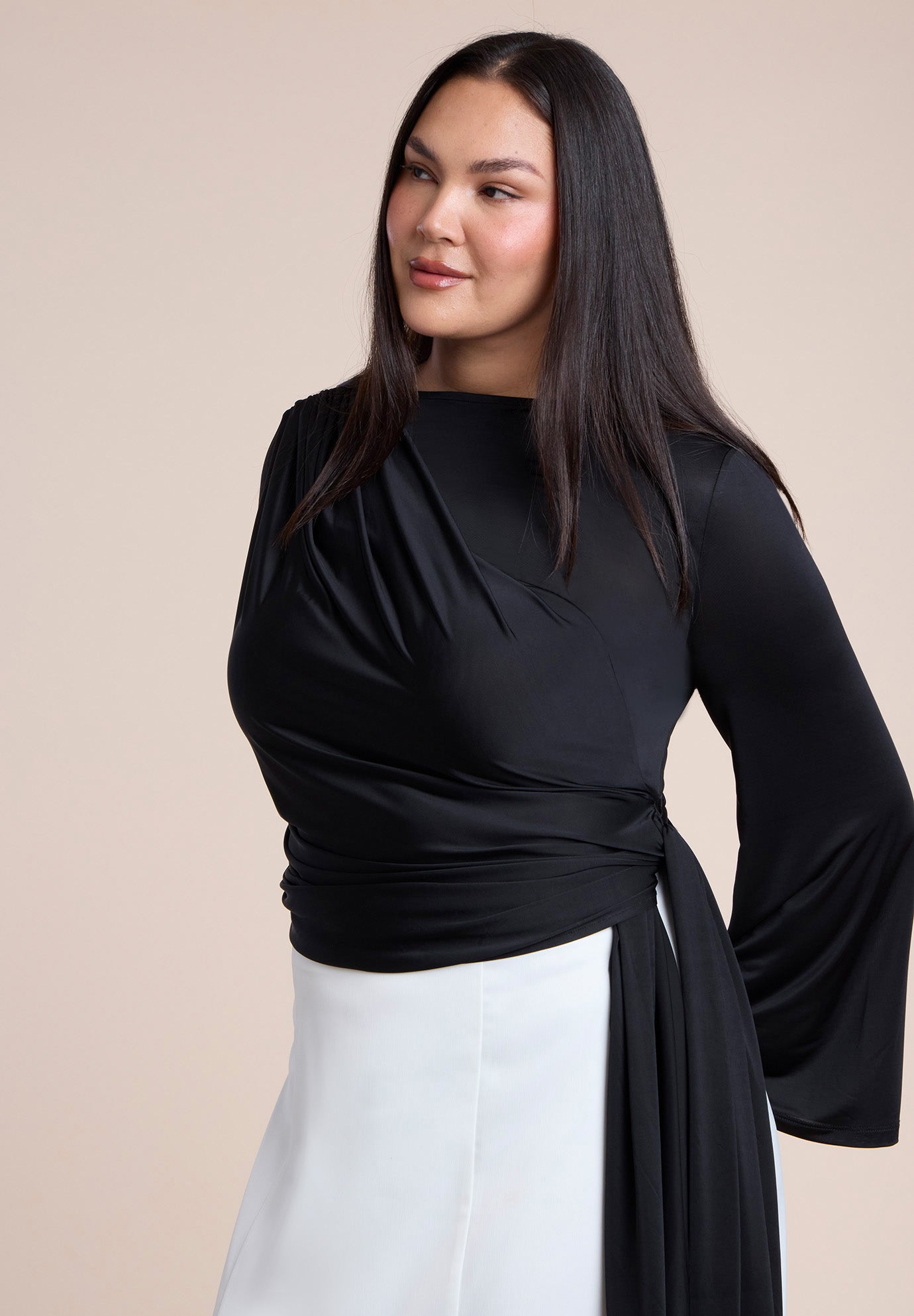Draped Tie-Waist Top image number 1