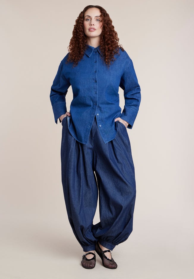 Tie-Back Chambray Button Up Top image number 2