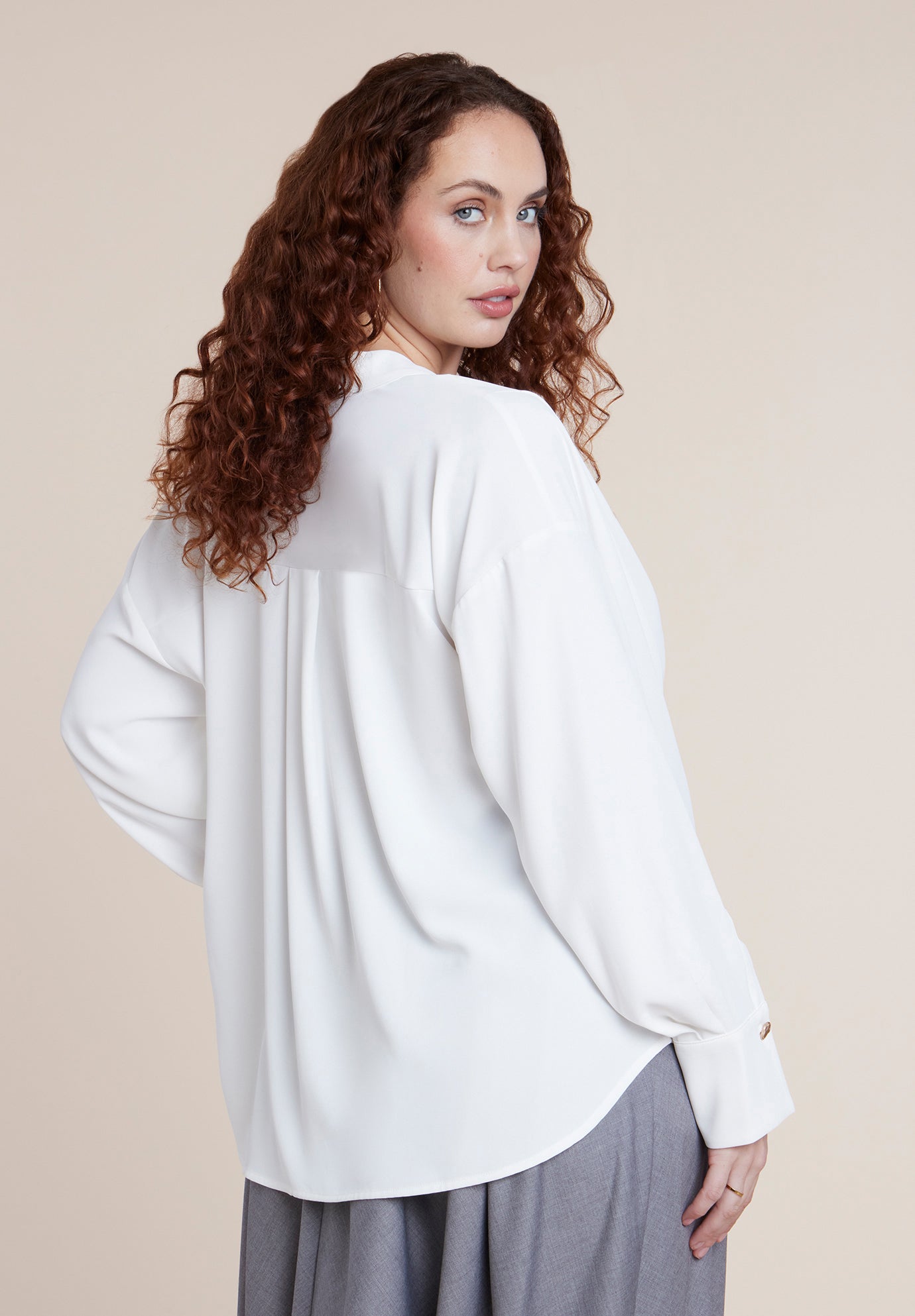 Plunging Cowl Neck Blouse image number 1