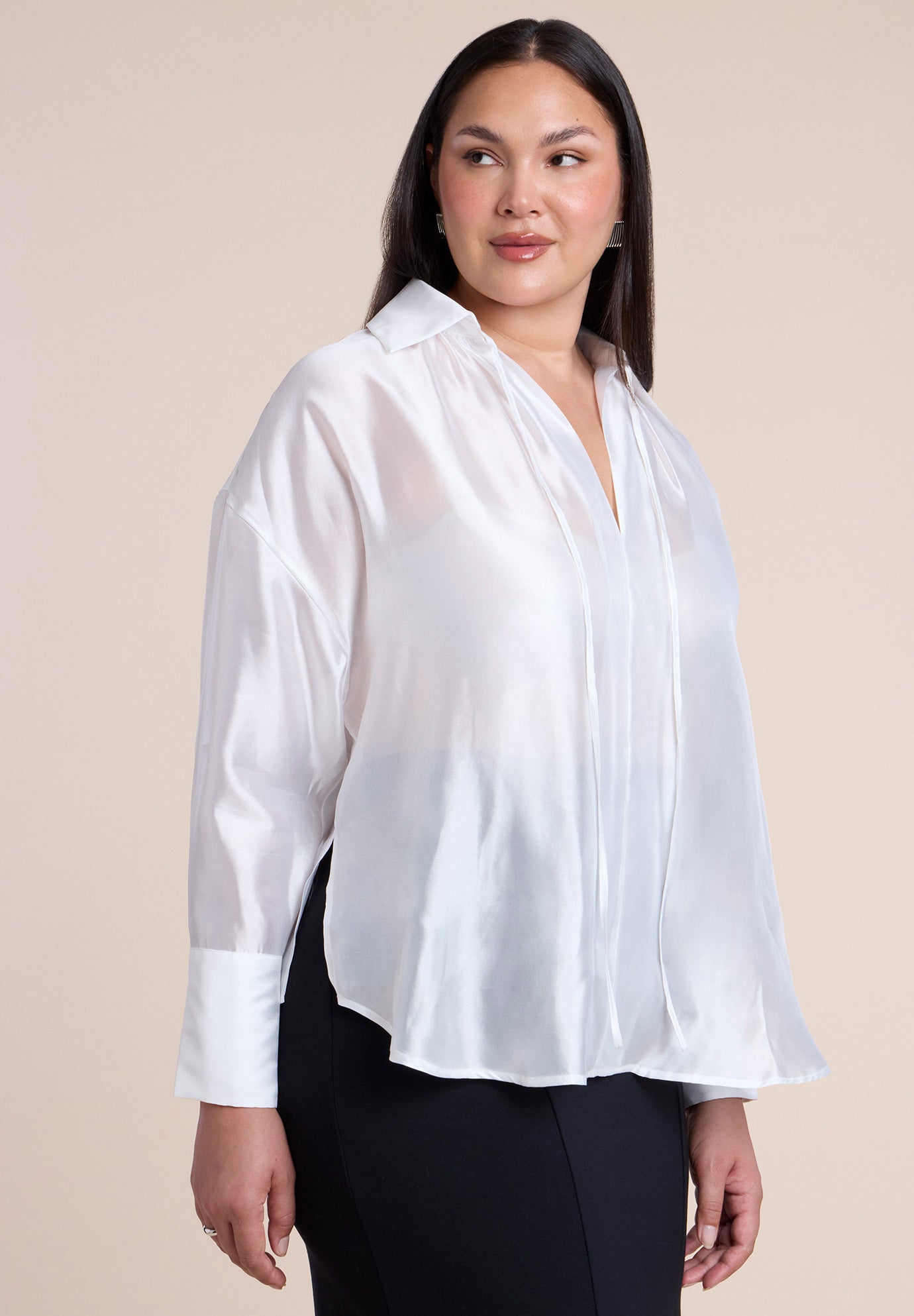 Sheer Blouse With Open Neck image number 2
