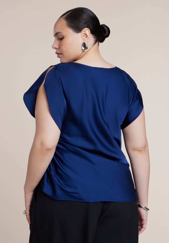 Flutter Sleeve Draped Satin Top image number 1