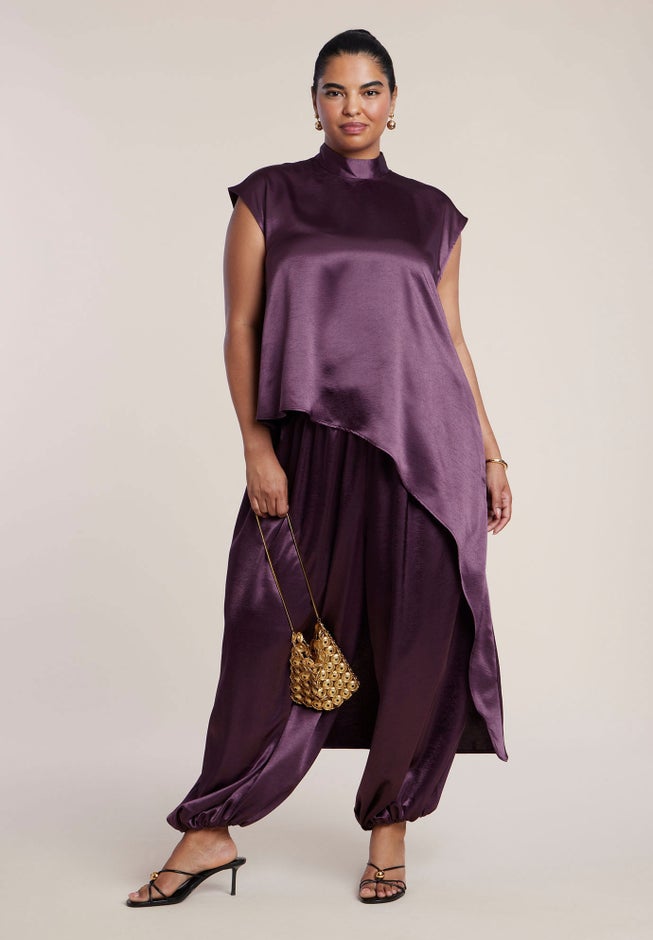 Satin Asymmetric Duster Top image number 1